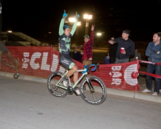 An Elated Judelson after winning the Sierra Point Night Race